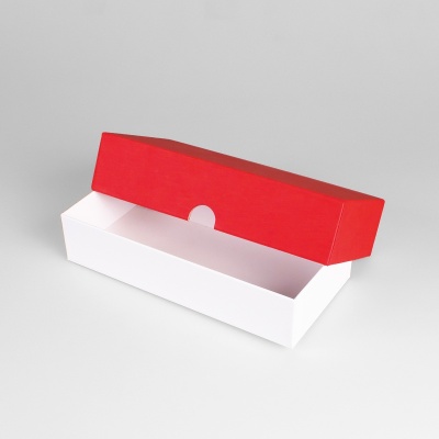 Подарочная коробка крышка-дно, 21.5 x 10.5 x 5 см. "Радуга", красный, белый