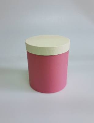 Круглая подарочная коробка, 18 х 20 см. "Радуга", бежевый, розовый