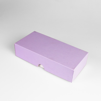 Подарочная коробка крышка-дно, 21.5 x 10.5 x 5 см. "Радуга", лиловый, белый