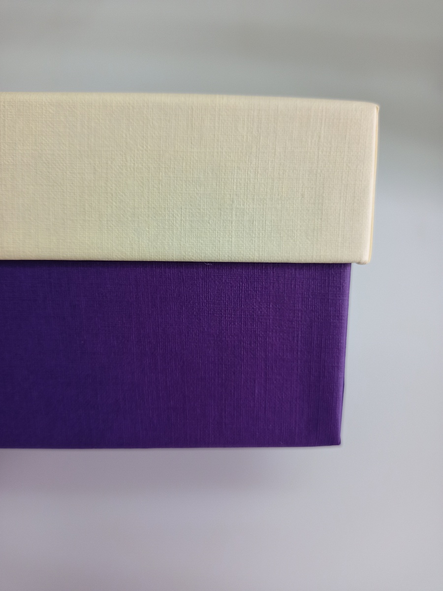 Набор прямоугольных подарочных коробок 3 в 1, 18.4 х 11.9 х 7.5 - 31.4 х 20.9 х 13.5 см. "Радуга", бежевый, фиолетовый