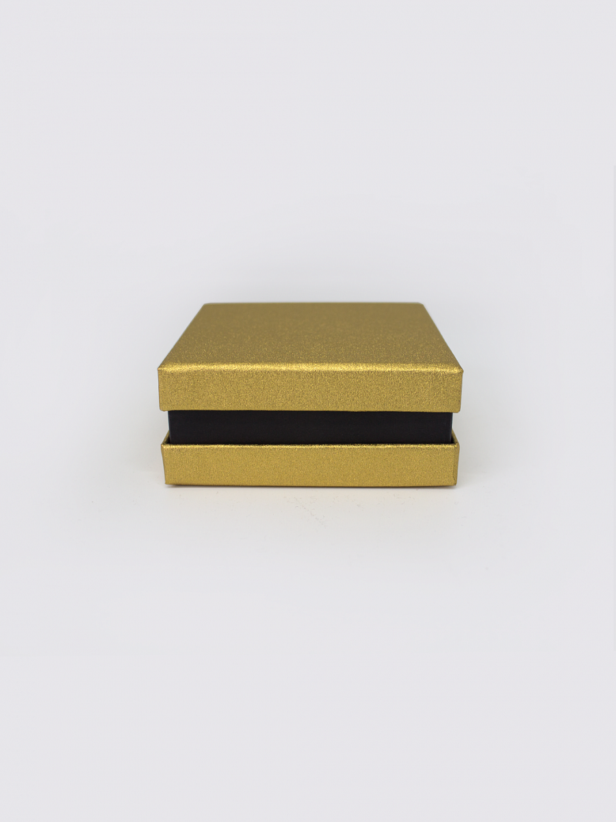 Коробка ювелирная,  8,5 x 8,5 х 3,5 см. "Стандарт", золотой, черный (песок)