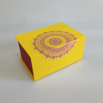 Коробка-книжка для хранения, 18.6 x 12.8 x 9.6 см.  "Мандалы", желтый, красный