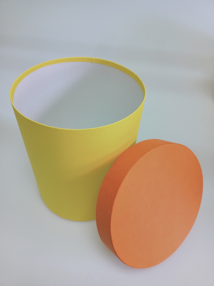 Набор круглых подарочных коробок 5 в 1, 14 х 18  - 22 х 22  см. "Радуга", оранжевый, желтый