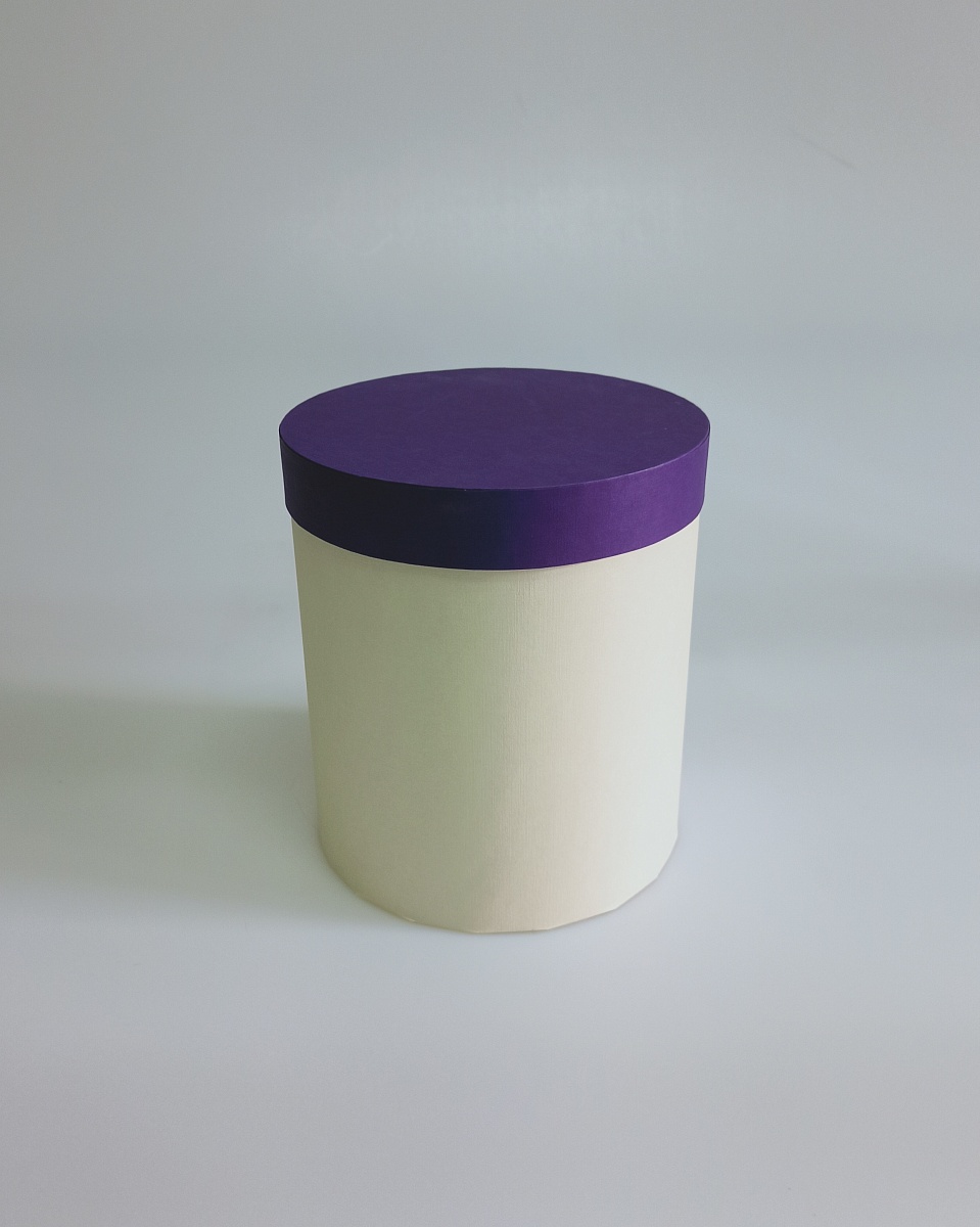 Набор круглых подарочных коробок 3 в 1, 14 х 18 - 18 х 20 см. "Радуга", фиолетовый, бежевый