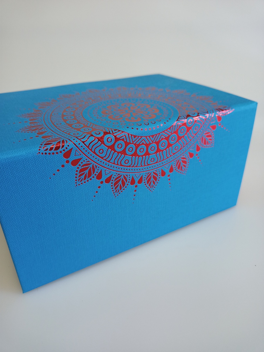 Коробка-книжка для хранения, 18.6 x 12.8 x 9.6 см.  "Мандалы", голубой, красный