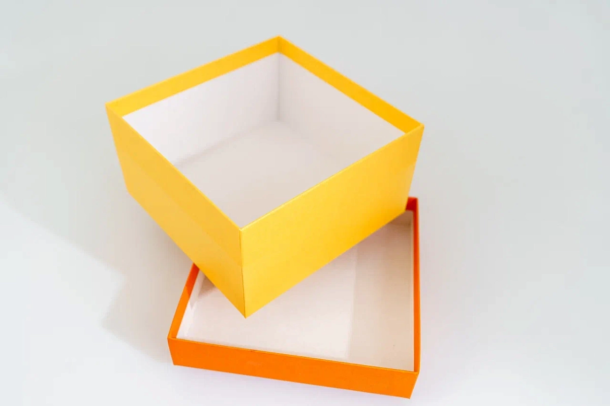 Коробка-крышка-дно для хранения,  19 x 19 x 10.5 см.  "Мандалы",  оранжевый, желтый