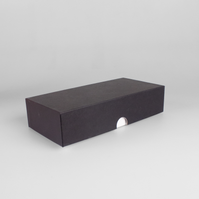 Подарочная коробка крышка-дно, 21.5 x 10.5 x 5 см. "Радуга", черный, белый
