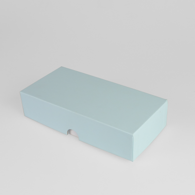Подарочная коробка крышка-дно, 21.5 x 10.5 x 5 см. "Радуга", голубой, белый