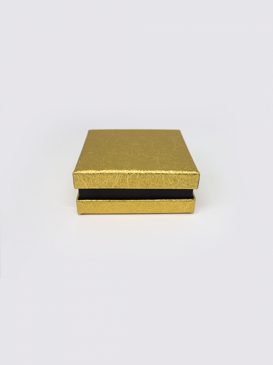 Коробка ювелирная,  8,5 x 8,5 х 3,5 см. "Стандарт", золотой, черный (штрихи)