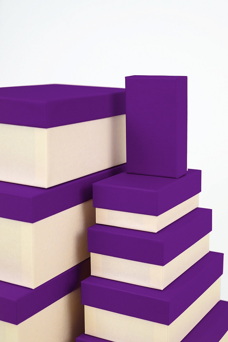 Набор прямоугольных подарочных коробок 10 в 1, 12.9 x 7.4 x 4.5 - 31.4 x 20.9 x 13.5 см. "Радуга", фиолетовый, бежевый