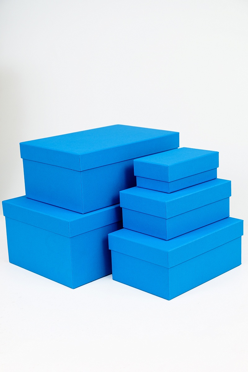 Набор прямоугольных подарочных коробок 5 в 1, 14.4 x 8.9 x 5.5 - 31.4 x 20.9 x 13.5 см. "Радуга", голубой
