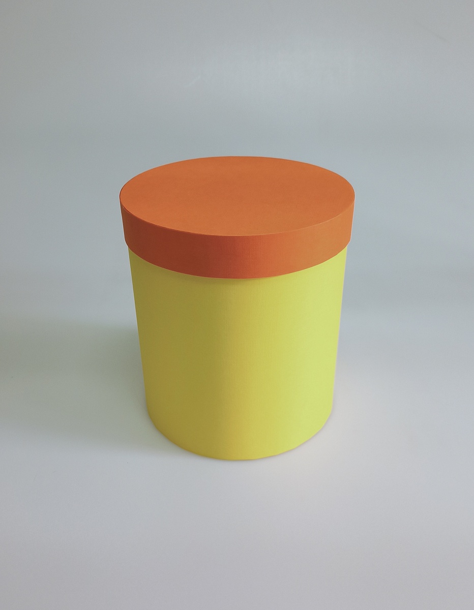 Набор круглых подарочных коробок 3 в 1, 14 х 18 - 18 х 20 см. "Радуга", оранжевый, желтый